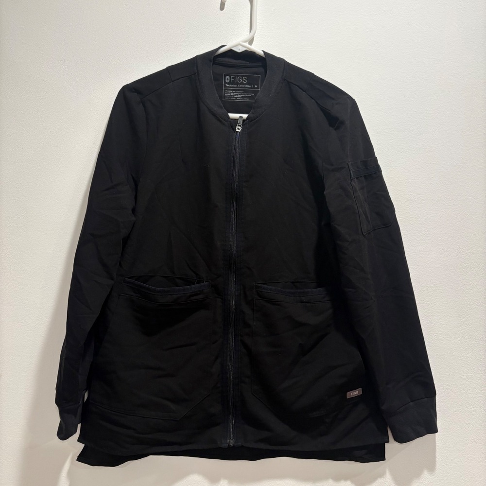 FIGS Bailey Scrub Jacket Black  W18SW1007 Women Medium
